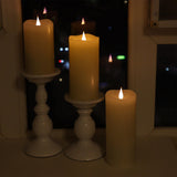 3 Pack Flickering Flameless Candles Battery Operated with Timer, 3D Moving Flame Last 1000+ Hours, Ivory Real Wax Electric LED Pillar Candle for Wedding Christmas Decorations