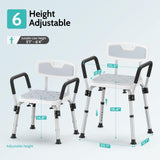 Kicimpro HSA/FSA Shower Chair for Elderly & Disabled, 10 Min Installation, Heavy Duty Bath Chair with Pad, 6 Adjustable Height Shower Seat for 5'1"-6'4" Users