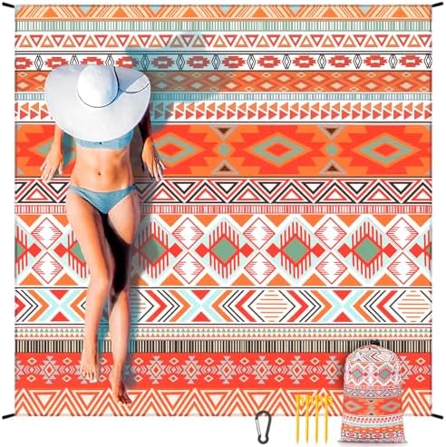 Beach Blanket Waterproof Sandproof Extra Large Beach Mat 79" X 83"/120"x108"for 1-8 Adults Quick Drying Durable Outdoor Picnic Mat for Beach Travel Camping Hiking