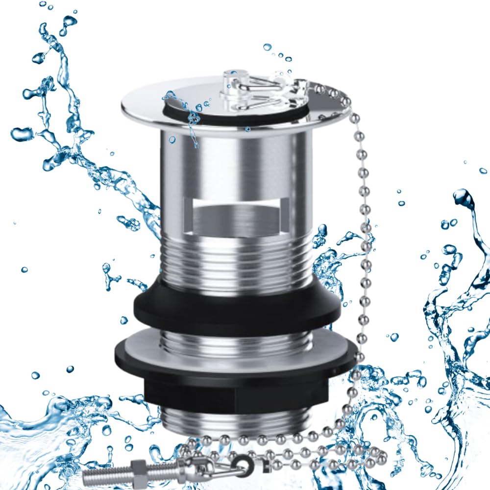 Chrome Basin Sink Traditional Waste | Plug & Ball Chain | Slotted Drain Waste | Bathroom Waste