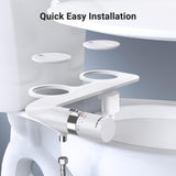 WATERLACE Bidet Attachment for Toilet Seat Sprayer - Non Electric Dual Nozzle with Cold Water - Self Cleaning Toilets Bathroom Spray for Butt Wash - Easy Slim Adjustable Pressure Control Rv Bidets