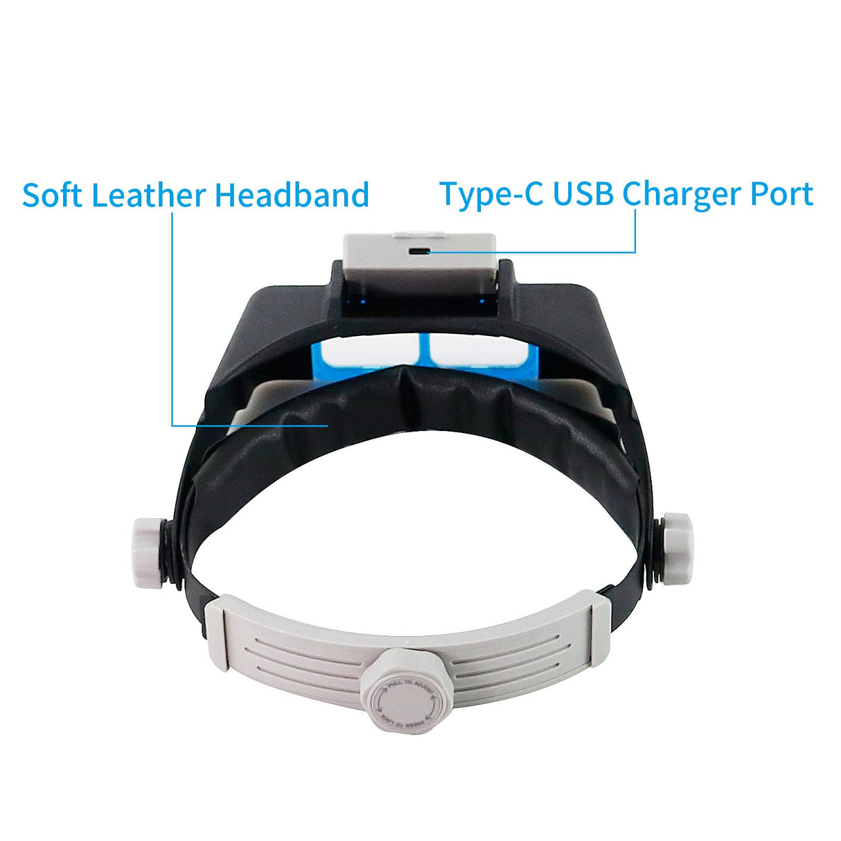Beileshi Rechargeable Head-Mounted Magnifier with LED Light, Headband Double Lens Illuminated Reading Magnifier Loupe Jewelry Visor Opitcal Glass Binocular Magnifier with Lens -1.5X 2X 2.5X 3.5X