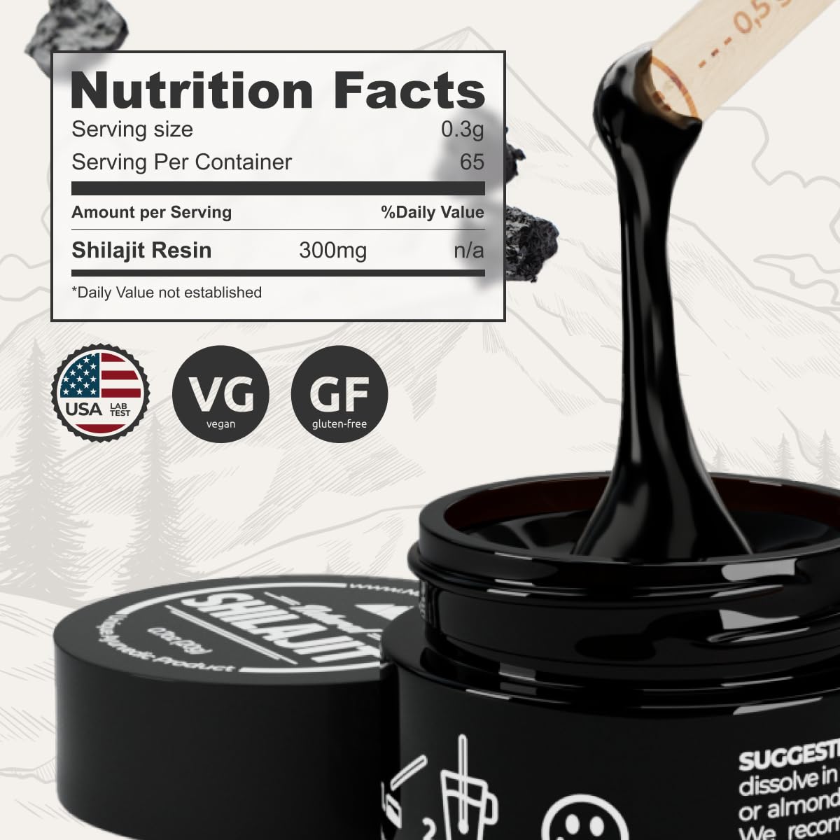 NATURAL SHILAJIT Resin - Shilajit for Men & Women with Fulvic Acid & Trace Minerals, Plant Based Nutrients for Energy, Immune Support & Vitality Resin