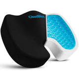CloudBliss Large Office Chair Seat Cushion, Cooling Gel Enhanced Memory Foam for Long Sitting - Back, Sciatica, Coccyx, Tailbone Pain Relief Pillow - for Wheelchair，Office, Gaming, Car - Black