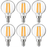 FLSNT G16.5 Dimmable LED Candelabra Bulbs 60W Equivalent, LED E12 Chandelier Light Bulbs, 550LM, CRI90, 5.5W, AC 120V, 6 Pack, 2700K Soft White