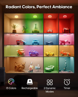Puck Lights with Remote, Rechargeable White&13 RGB Colors Tap Lights, 6Pack