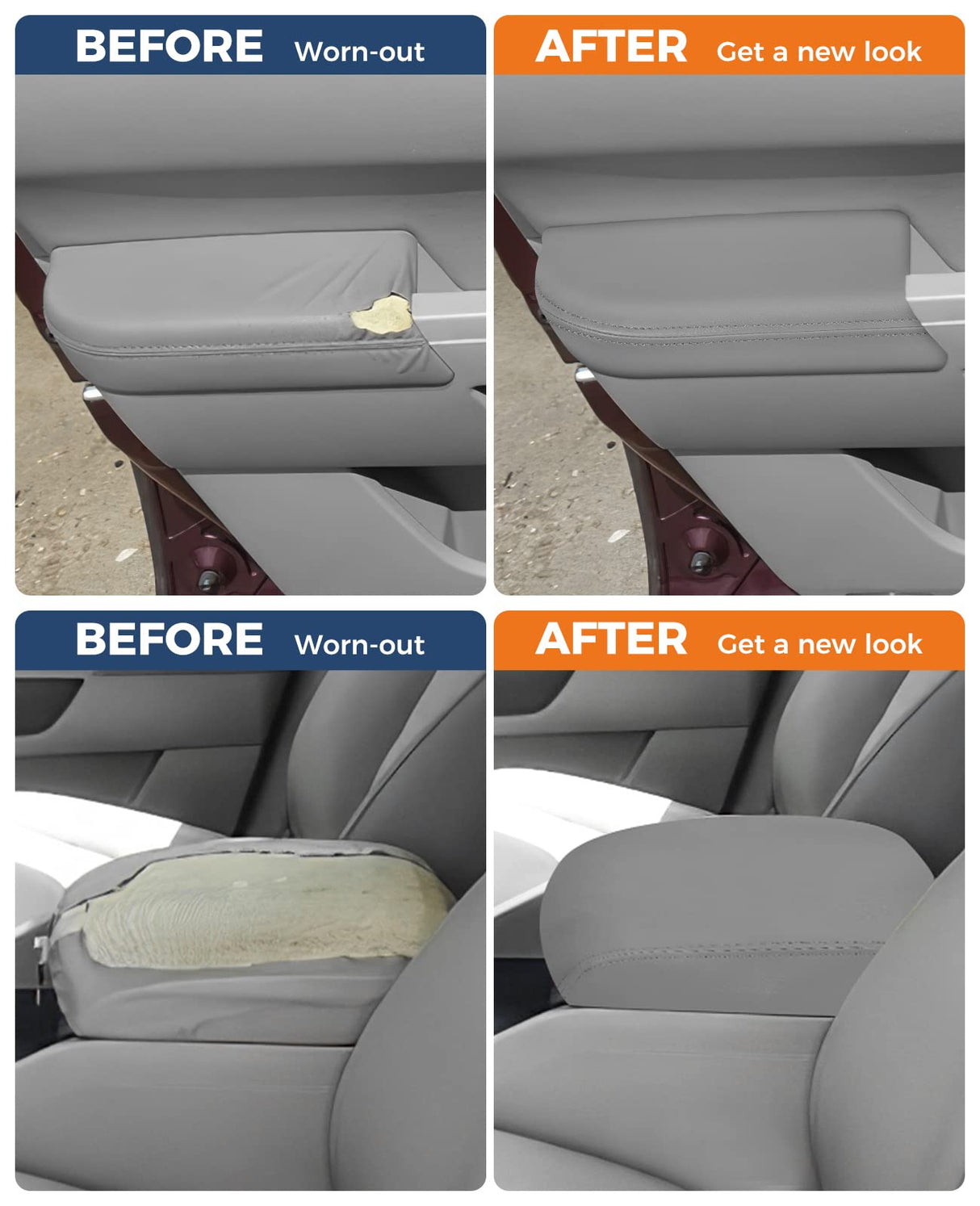 ISSYAUTO Center Console Cover and Front Door Panel Armrest Cover Kit Compatible with 2009-2015 Pilot, Gray Armrest Replacement. Must-Have Christmas Thanksgiving Gifts for Men Women.