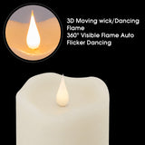 3 Pack Flickering Flameless Candles Battery Operated with Timer, 3D Moving Flame Last 1000+ Hours, Ivory Real Wax Electric LED Pillar Candle for Wedding Christmas Decorations