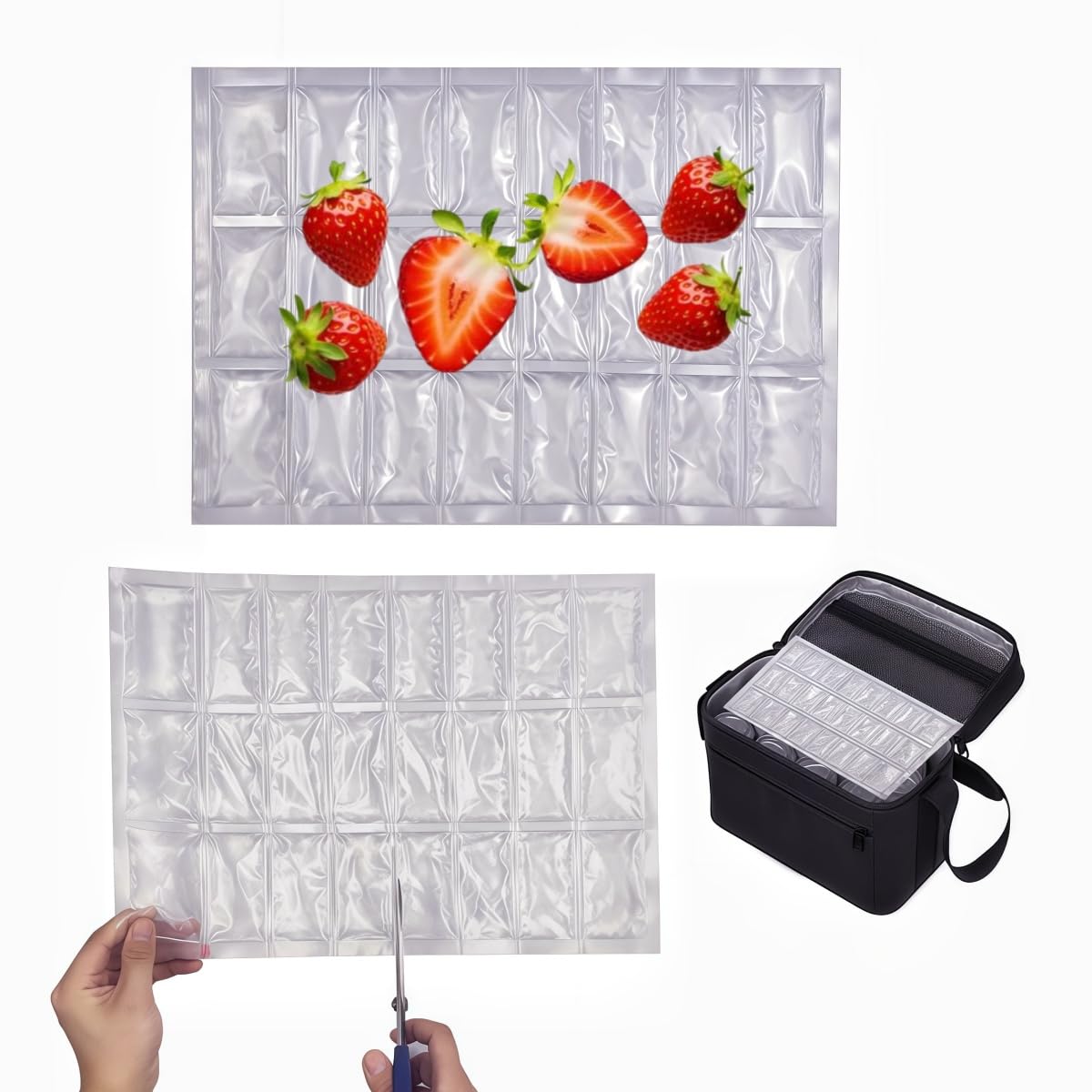 SprotEmblema 2 PCS Flexible Ice Mat for Food Cooling - Leakproof Gel Ice Sheet, Cuttable & Foldable Cooler Pad for Lunch Box, Beach, BBQ, Parties & Travel