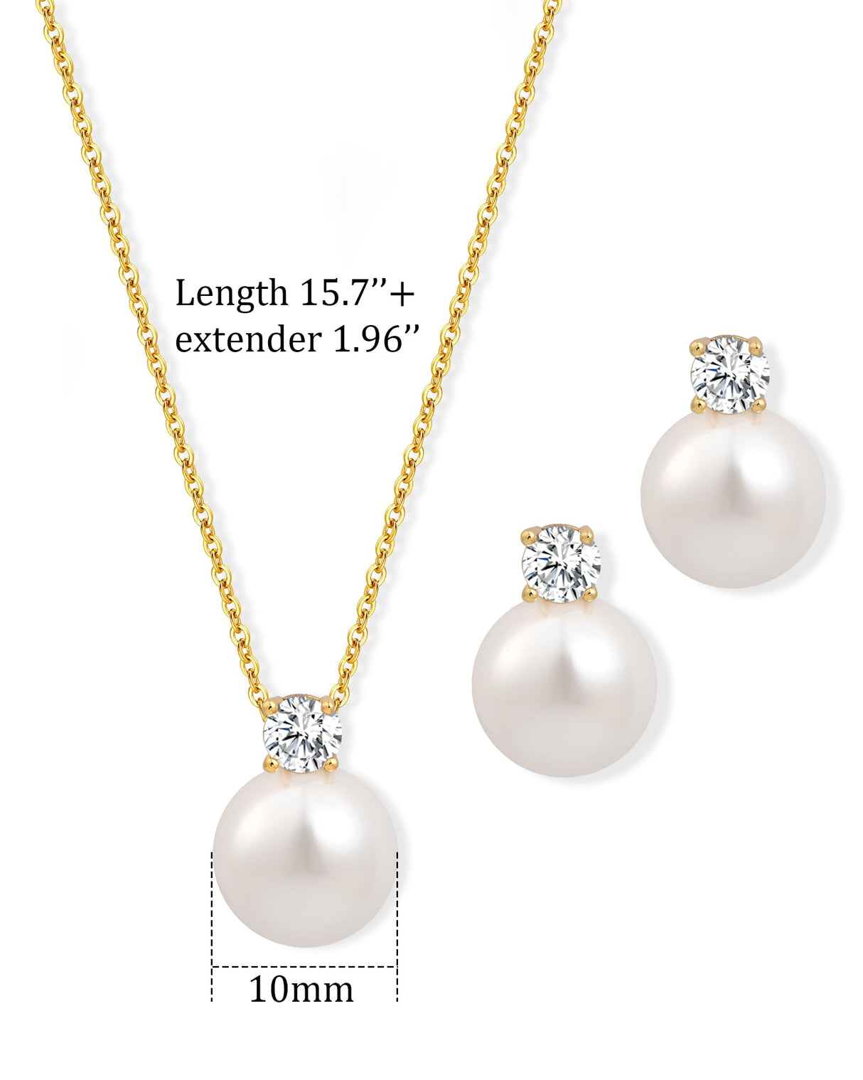Watforsh 14K Gold Plated Pearl Jewelry Set for Women