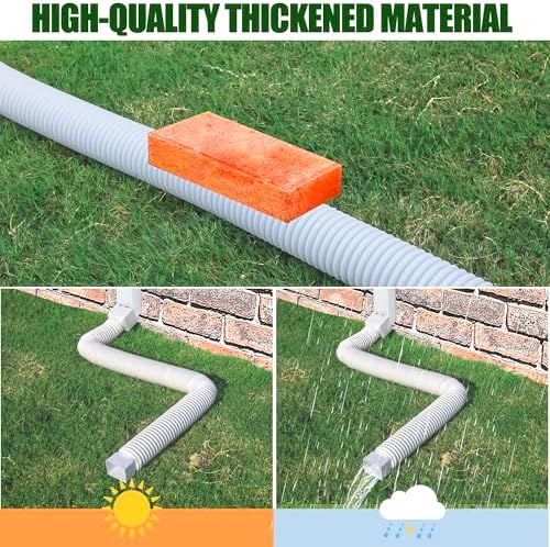 2 Pack Rain Gutter Downspout Extensions, Upgraded Flexible Drain Downspout Extender, Rainwater Drainage Diverter with Mini Connector, Extendable from 20 to 127 Inches