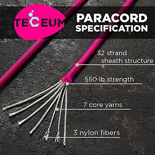 TECEUM 5/32" Paracord Rope 1000 – 1000ft / 200ft / 100ft / 50ft – Tactical Parachute Cord 4mm – 45+ Colors – Nylon String for Survival & Camping Gear – Stripe Cord for Survival – Utility Rope