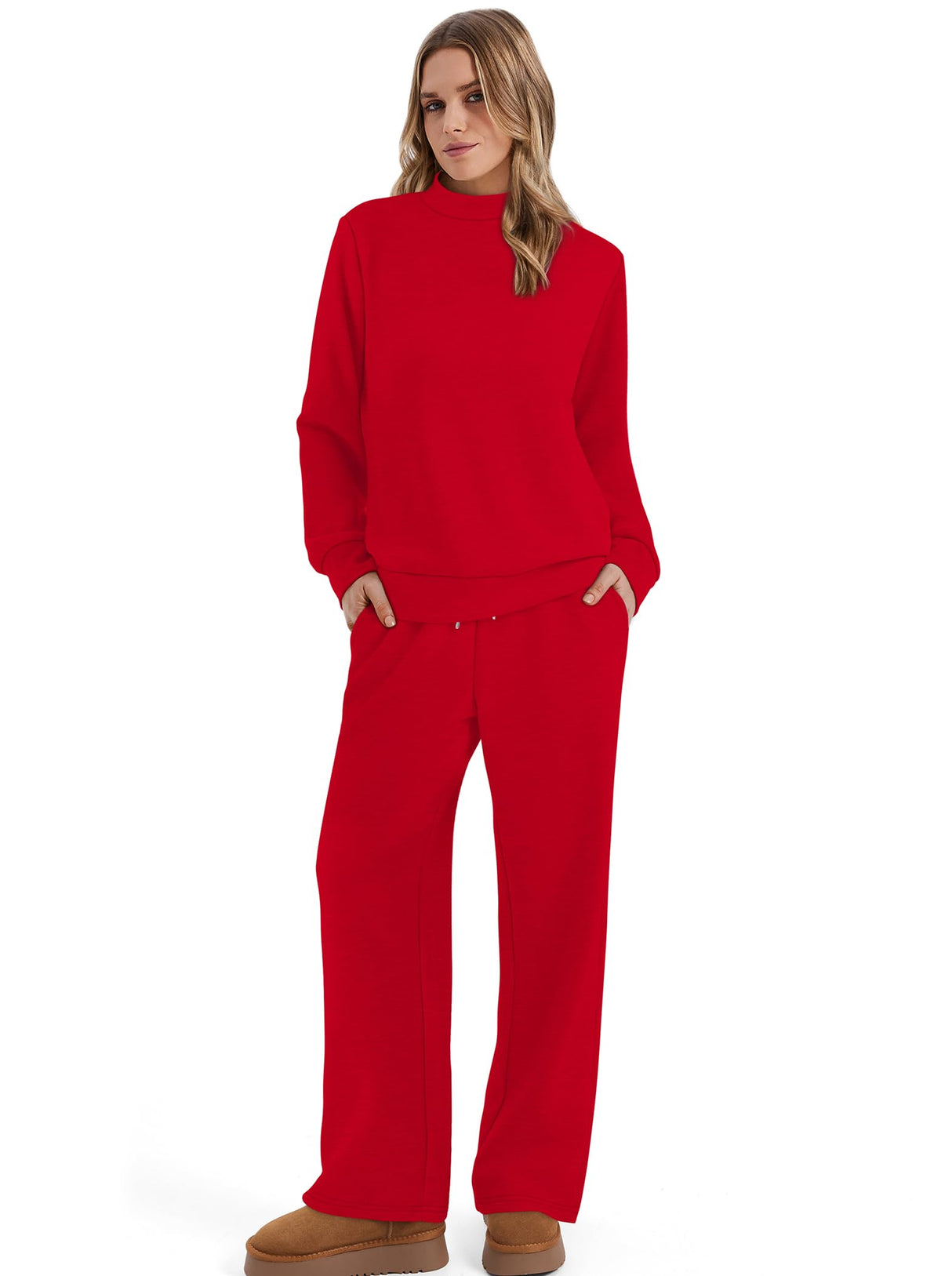 Sampeel Family Christmas Pajamas Matching Sets Winter Clothing for Women Lounge Sets for Women Christmas Sweatshirts Shirts Outfits Fashion Clothing Workout Hoodies Plus Size Red