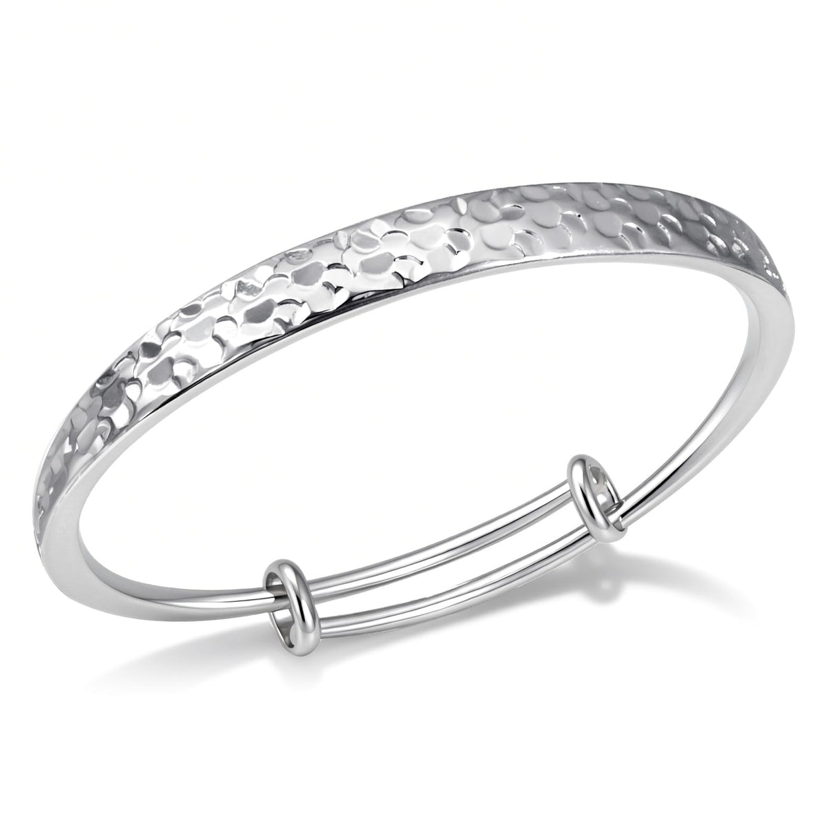 Desnuage Hammered Texture Silver Bracelet for Women - Maximum 8 inches Adjustable Silver Cuff Bangle, Elegant Boho Chic Jewelry Gift