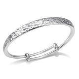 Desnuage Hammered Texture Silver Bracelet for Women - Maximum 8 inches Adjustable Silver Cuff Bangle, Elegant Boho Chic Jewelry Gift