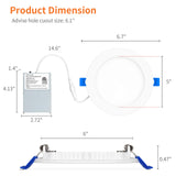 Meconard 4 Pack 6 Inch LED Recessed Ceiling Light, 2700K/3000K/3500K/4000K/5000K Selectable, Dimmable 12W=110W, 1050LM, IC Rated Can-Killer Downlights with Junction Box, ETL and Energy Star Listed