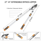 AIRAJ Telescoping Anvil Loppers, Heavy Duty Branch Cutter Tree Trimmer with SK5 Steel Spare Blade, 27-41''Adjustable Aluminum Handle, Labor-Saving Garden Tools for Cutting Thick Branches Up to 2 Inch