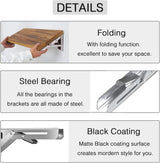 Folding Shelf Brackets 14 inch 4 Pcs Max. Load 330lb - Heavy Duty Stainless Steel DIY Wall Mounted Collapsible Shelf Brackets, Space Saving for Table, Workbench, Garage Workstation, Stuff Supports