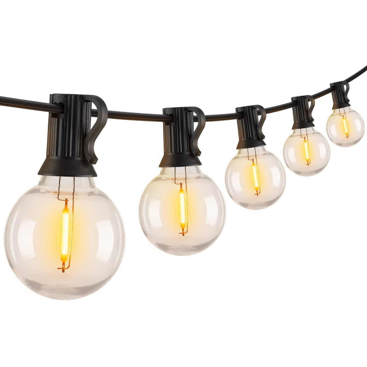 Brightown LED String Lights Outdoor 25Feet G40 Patio Lights with 25 Shatterproof Bulbs, Waterproof Globe Hanging Lights for Backyard Porch Bistro Balcony Decor, E12 Socket