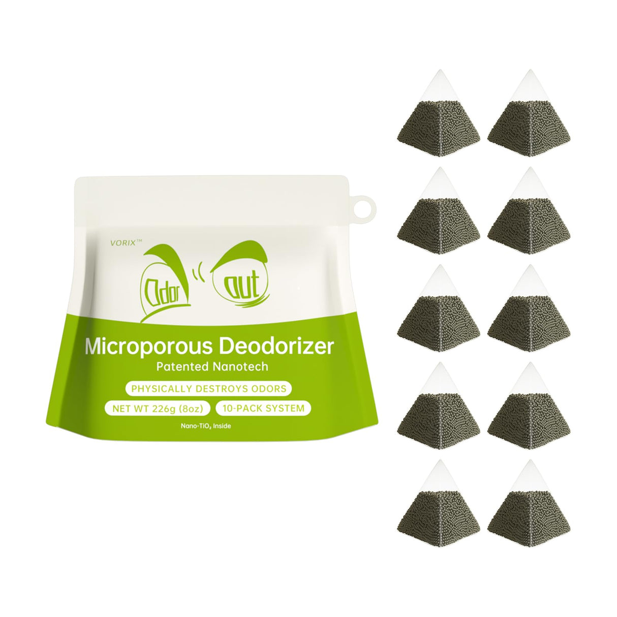 Refrigerator Deodorizer, Activated Carbon Odor Absorber, Fridge, 10 Packs