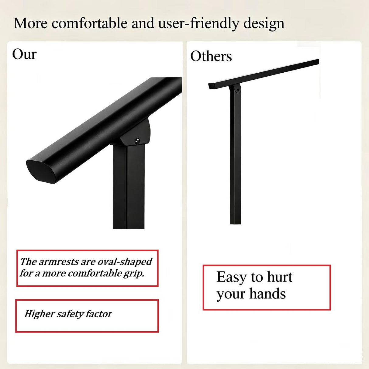 Hand Rails for Outdoor Steps，Stair Handrail & Indoor Stair Railing Kit，Railings for Outdoor Steps for Fence & Outdoor Steps (1, Black-Straight, 2 Step)