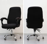Melaluxe Office Chair Cover with Armrest Covers， Universal Stretch Desk Chair Cover, Computer Chair Slipcovers (Size: L) - Black