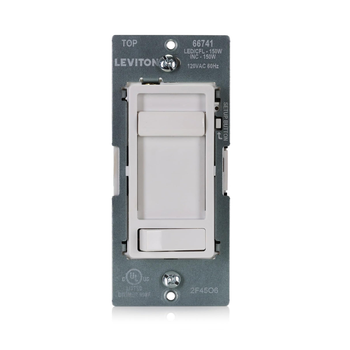 Leviton SureSlide LED Advanced Dimmer Switch for 150W Dimmable LED, Halogen and Incandescent Bulbs and Fixtures, 66741-W, White