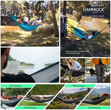 Hammock Camping, Portable Single/Double Hammocks for Outdoor Hiking Travel Backpacking - 210D Nylon Hammock Swing for Backyard & Garden (Green/Khaki)