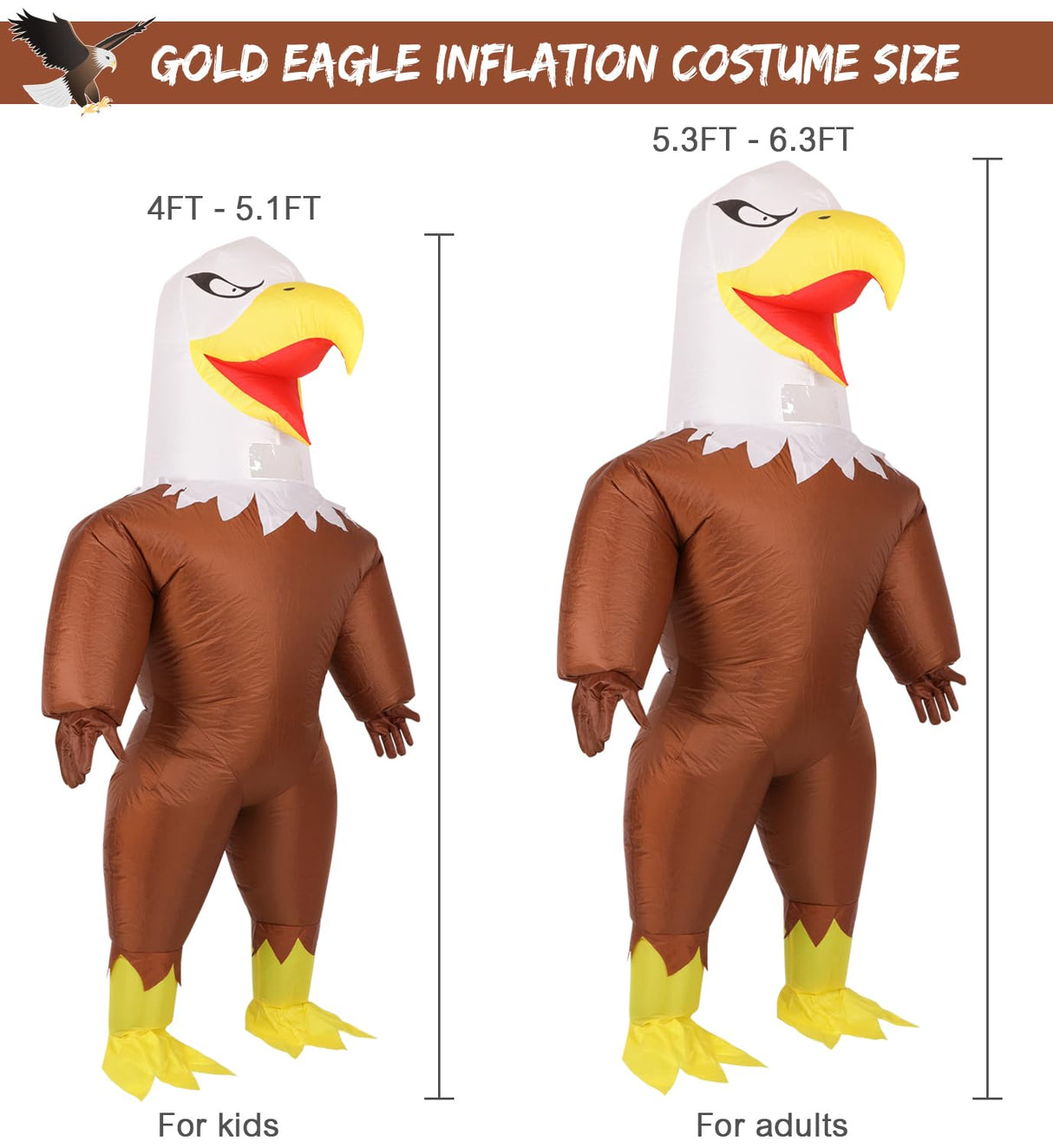M MH ZONE Halloween Inflatable Costume for Kids Eagle Costume Blow-Up Party with Battery-Powered Fan, Full-Body Funny Cosplay Suit for Halloween, Christmas, Carnival