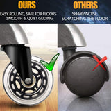 Office Rubber Chair Casters Replacement, 3 Inch Heavy-Duty Computer Gaming Desk Caster Wheels Smooth & Safe Rolling for All Floors Including Hardwood and Carpet, Set of 5