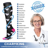CHARMKING Compression Socks for Women & Men (8 Pairs) 15-20 mmHg Graduated Copper Support Socks are Best for Pregnant, Nurses - Boost Performance, Circulation, Knee High & Wide Calf (L/XL, Multi 20)