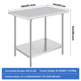 OSTBA Stainless Steel Table for Prep & Work 24x36 Inches, NSF Metal Commercial Heavy Duty Table with Adjustable Undershelf and Adjustable Foot for Restaurant Kitchen Home and Hotel