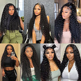 24Inch Deep Wave Lace Front Wigs Human Hair-13x4 HD Transparent Deep Wave Frontal Wigs Human Hair Glueless Curly Wigs for Women 200% Density Curly Lace Front Wigs Human Hair Pre Plucked with Baby Hair
