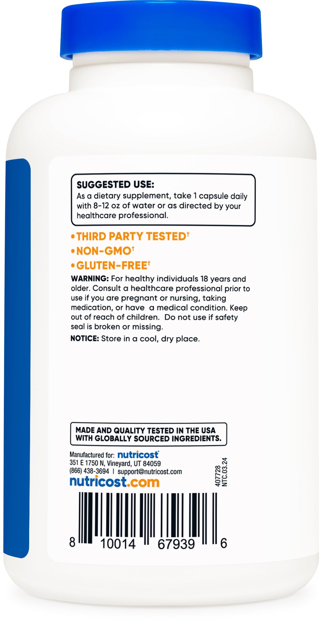 Nutricost L-Tyrosine 500mg, 180 Capsules (2 Bottles)