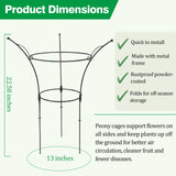 HEYTIMI 4 Pack Peony Cages and Supports Cages 13" D x 22.8" H Heavy Duty Metal Support Frame for Peonies & Roses Natural Bouquet Shape Garden Stakes for Outdoor Plants Flowers Ornamental (Black)