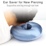 Heal n Hope Silky Satin Piercing Pillow Ear Pillows Donut with Hole for Ear Pain CNH Piercing Pain Relief Sleeping Pressure Sore Side Sleepers Smooth Cooling Ear Guard Protector, Haze Blue