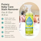 Puracy Stain Remover, Travel and Laundry Stain Cleaner for Clothes, Baby Essentials, Kids Stains, Oil and Fabric Spot Cleaner (Baby Stain Remover Spray, 16 fl oz)