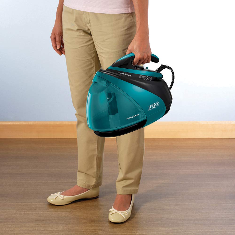 Morphy Richards 332101 Auto Clean Speed Pro Pressurised Steam Generator, Black and Teal