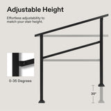 VIVOSUN 2-Pack Outdoor Handrail, 4 Step Stair Handrail, 54" x 36" Fits 1 to 4 Steps, Wrought Mattle Iron Handrail for Concrete Steps, Porch Steps, One-Step Assembly, 2 Packs, Black