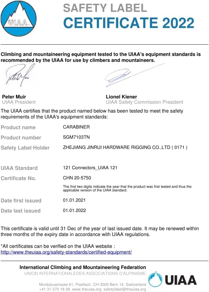 Auto Locking Carabiner Heavy Duty Carabiner 25kN UIAA Certified Climbing Carabiner Climbing Equipment Safety Carabiner for Rappelling, Hammocks, Rescue, Dog Leash, Swing