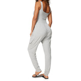 Casei Jumpsuits for Women Casual Summer Rompers Sleeveless Loose Strap Baggy Overalls Yoga Harem Jumpers with Pockets(Gray,XL)