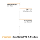 Fiskars 4-16 Ft XtendControl Extendable Modular Pole Saw & Tree Trimmer