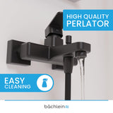 Bächlein Universal Bath Mixer in Angular Design - Complete Bath Faucet Set incl. All Accessories - Single Lever Bath Tap Matt Black