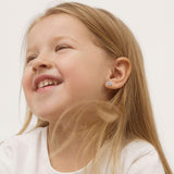 In Season Jewelry CZ Flower Kids Earrings - 925 Sterling Silver (Pink)