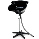 Height Adjustable Portable Salon Deep Shampoo Basin Sink Hair Treatment Bowl with Drain Hose Black