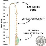 Aqua Green Dangle Earrings for Women - Long Boho Faux Druzy Threader Drops