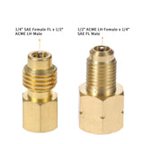 Aupoko 2 PC R1234YF Vacuum Hose Pump Adapter 1/2 LH x 1/4 SAE SAE Female FL Brass Valve Core, Fit for Refrigeration Conversion