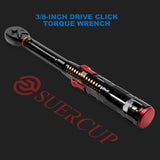SUERCUP 3/8-Inch Drive Click Torque Wrench - 5-45 Ft-Lb/6.8-61Nm, Dual-Direction Adjustable 72 Tooth Click Torque Wrench for Bike, Motorcycle and Car Repair