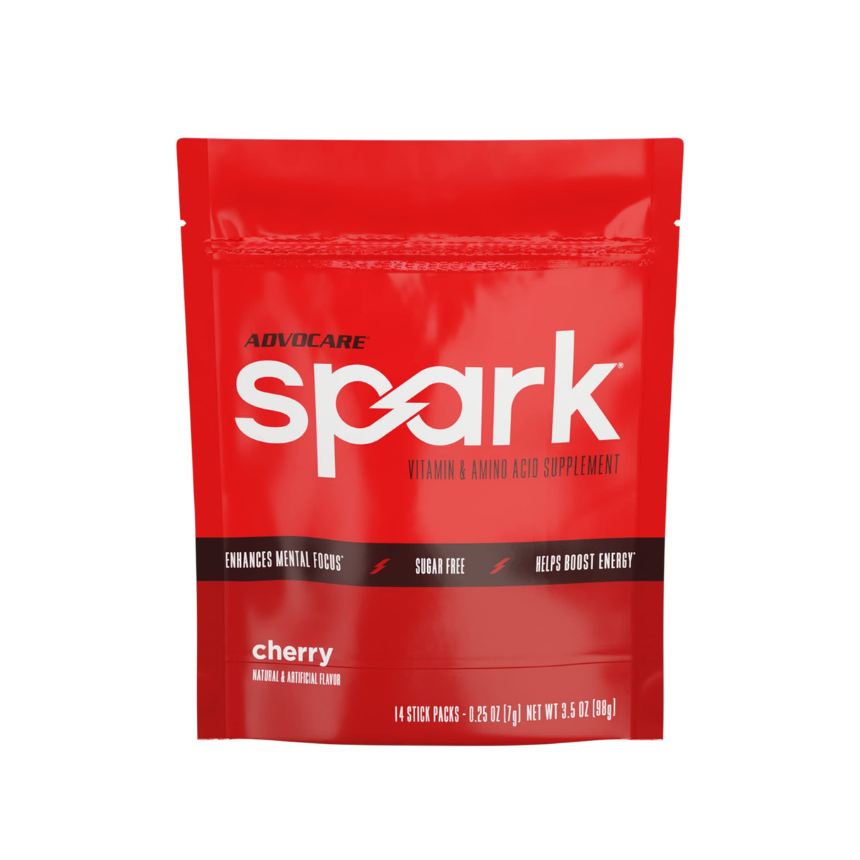AdvoCare Spark Vitamin & Amino Acid Supplement - Focus & Energy Drink Powder Mix with Vitamin A, B-6, C & E - Also Includes L-Carnitine & L-Tyrosine - Cherry, 14 Stick Packs