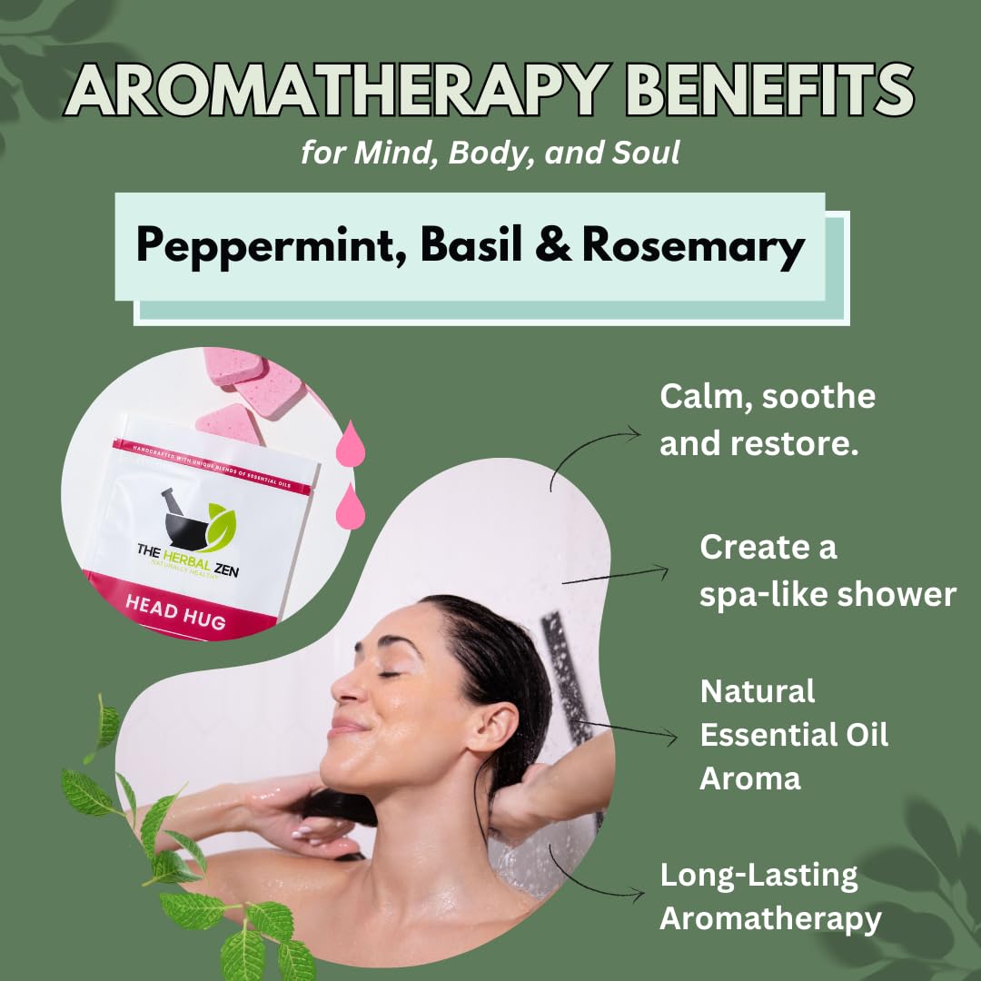 Head Hug Shower Steamers Aromatherapy for Relief - Christmas Gift - Adult Stocking Stuffer - USA Made - Peppermint & Rosemary Shower Bomb Tablets - Soothing Natural Essential Oils (10 Pack)